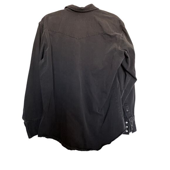Vintage Wrangler Pearl Snap Black Denim Button Down Shirt M Westerncore S06000 - Picture 6 of 6